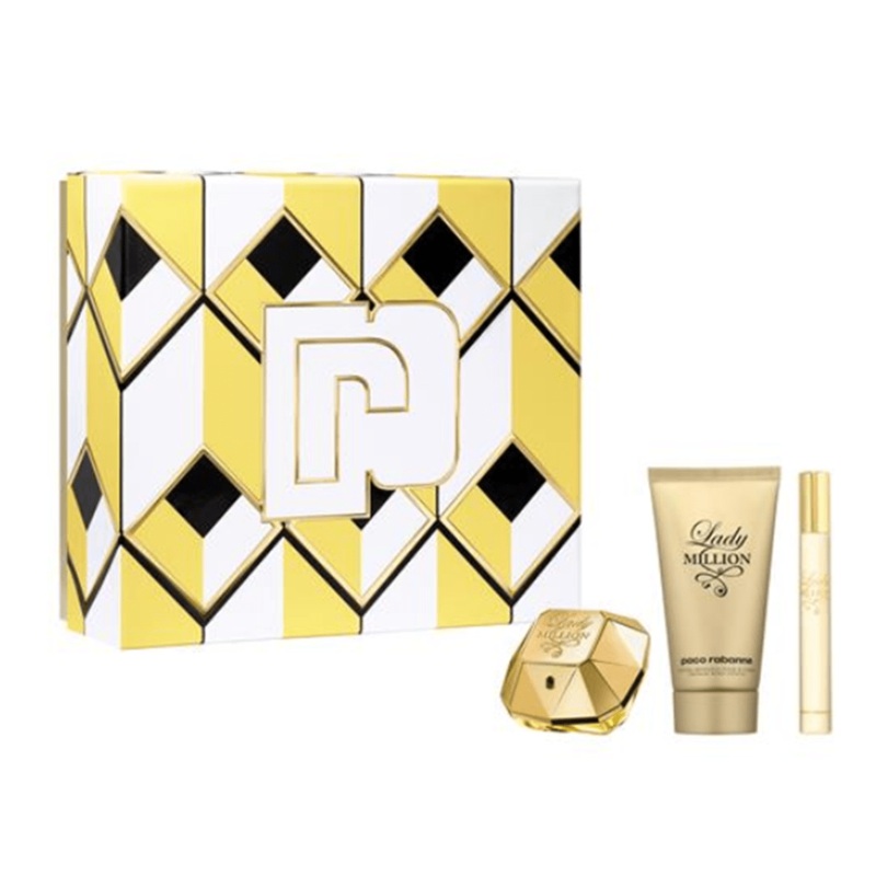 Paco Rabanne Lady Million Eau de Parfum Women's Perfume Gift Set Spray (50ml) with Body Lotion & 10ml Mini