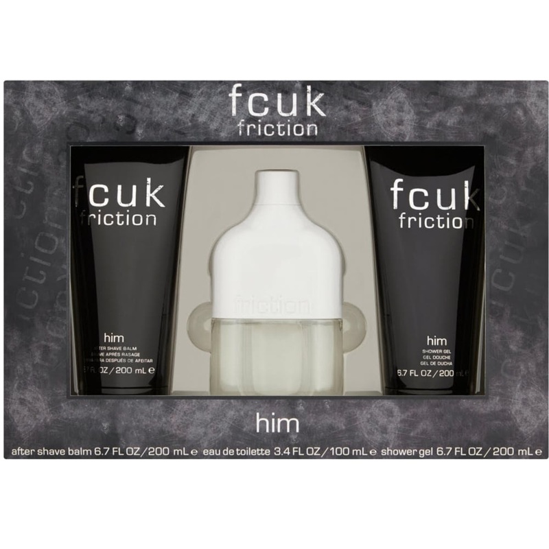 FCUK Friction Him Gift Set - 100ML EDT Spray + 200ML After Shave Balm + 200ML Shower Gel (Men)
