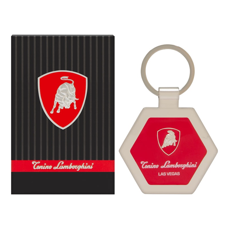 Totino Lanborghini Red Metal Hexagonal Keychain