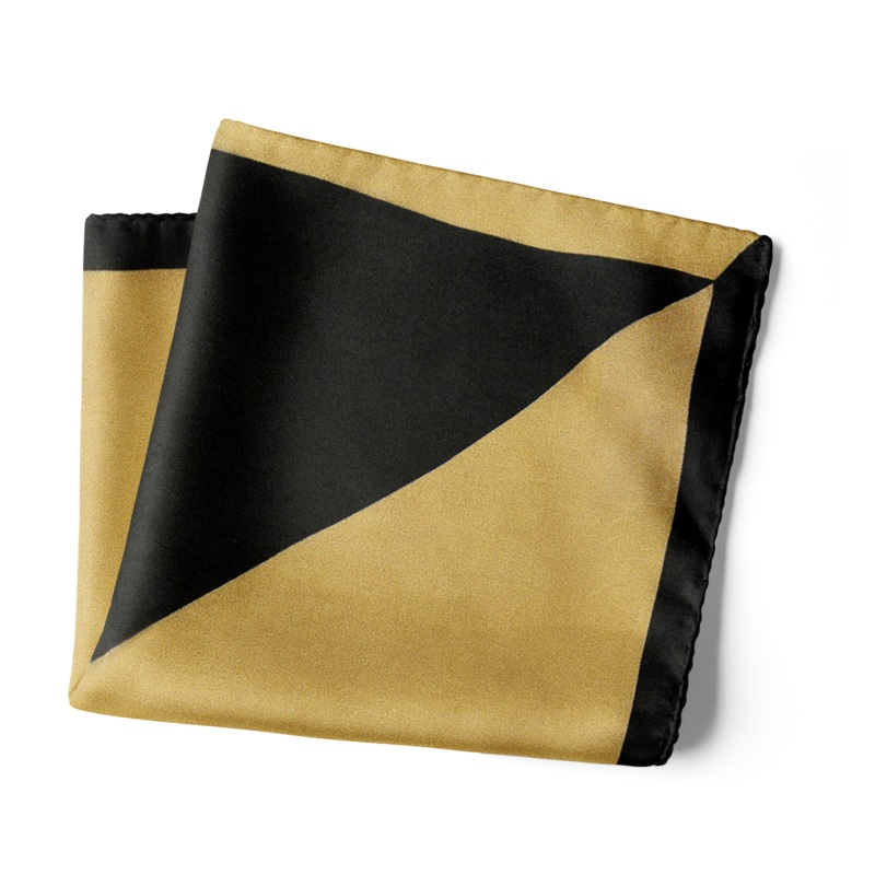 Chokore 2-in-1 Beige & Black Silk Pocket Square from the Solids Line 13.513.5