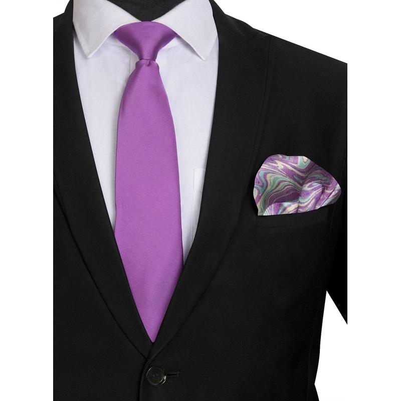 Chokore Deep Purple color Silk Tie & Purple Silk Pocket Square set