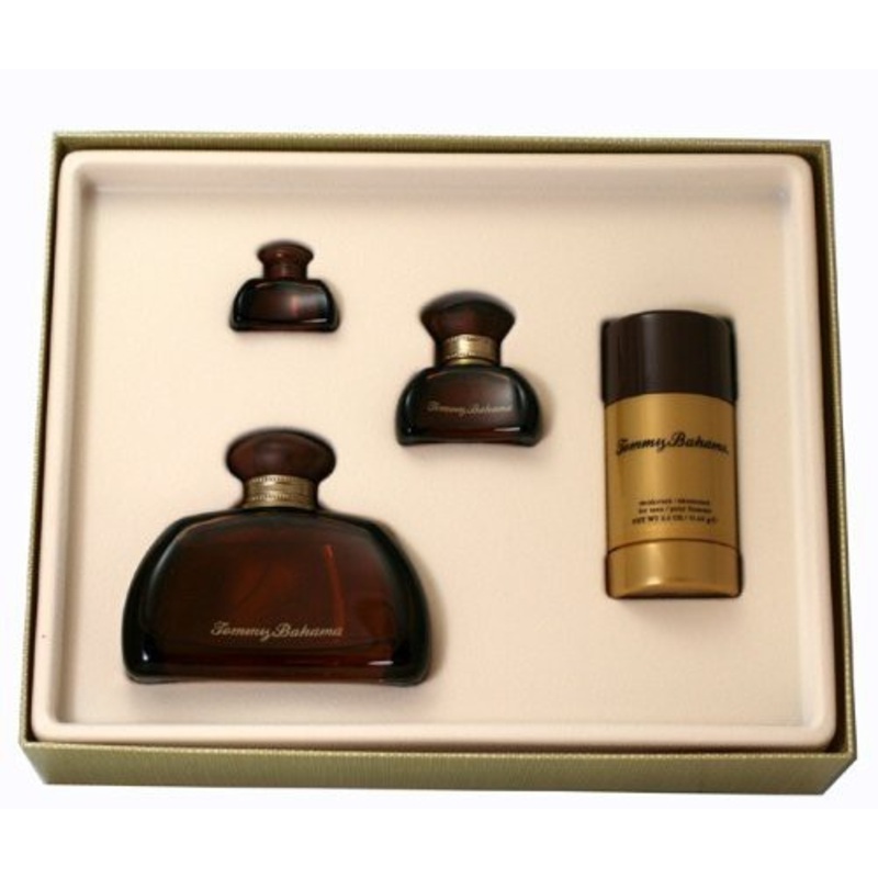 Tommy Bahama Gift Set by Tommy Bahama 4 Piece Gift Set: 3.4 Oz Eau De Toilette Spray + Mini Spray + Shower Gel + Deodorant. For Men