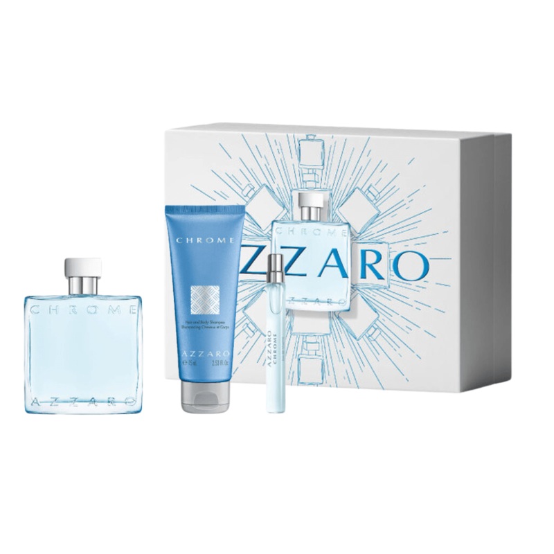 Azzaro Chrome Men's Gift Set (100ml EDT + 75ml Shower Gel + 10ml EDT)