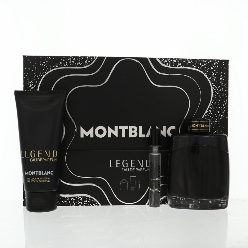 Mont Blanc Legend By Mont Blanc Cologne 3 Piece Gift Set - 3.3 Oz Edp Spray, 0.33 Oz Edp Spray, 3.3 Oz All - Over Shower Gel For Men - Gift Set