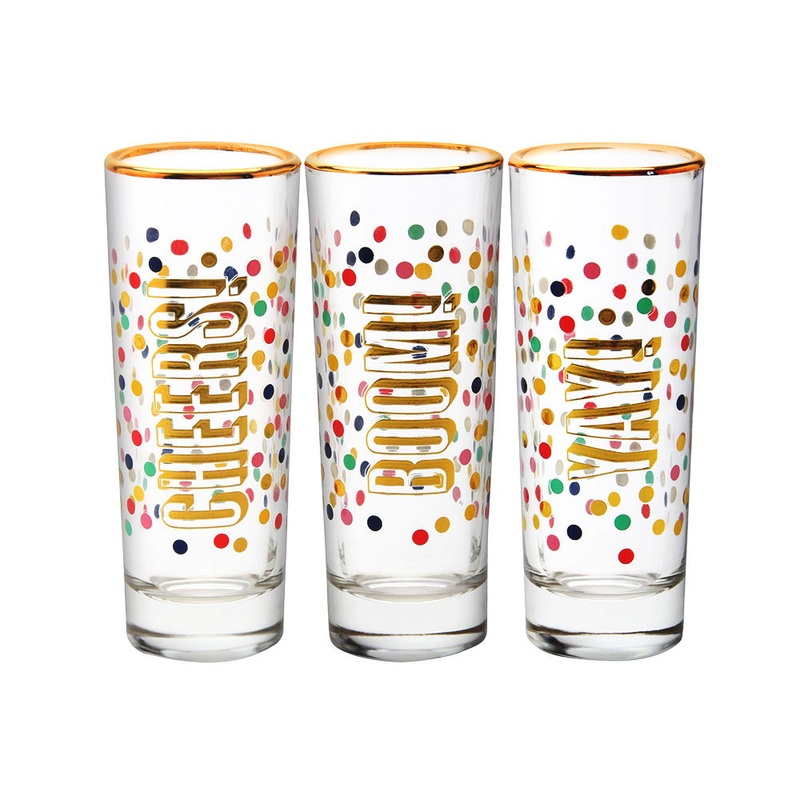 Slant Collections Yay Boom Cheers Shot Glasses Set of 3 - 2 oz each