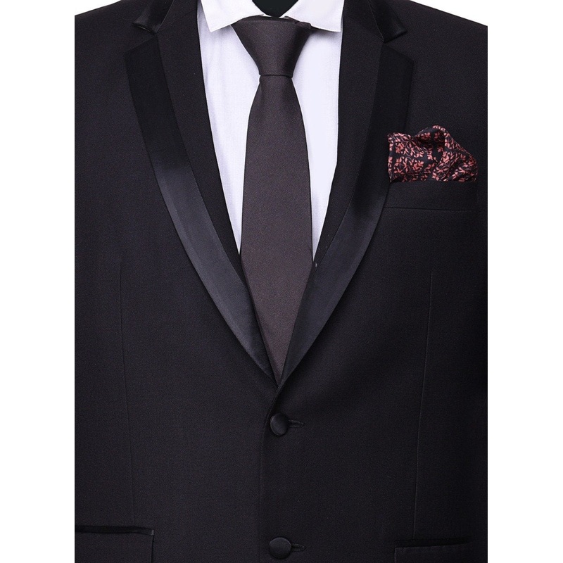 Chokore Black color silk tie & Indian at Heart design Marsela and Black Silk Pocket Square set