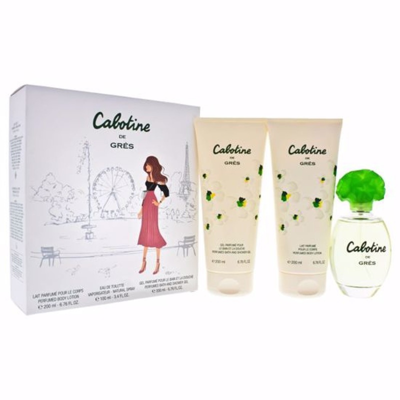 Gres Cabotine 3PCS Gift Set (NO BOX) 100ML EDT Spray + 200ML Body Lotion + 200ML Shower Gel (Women)