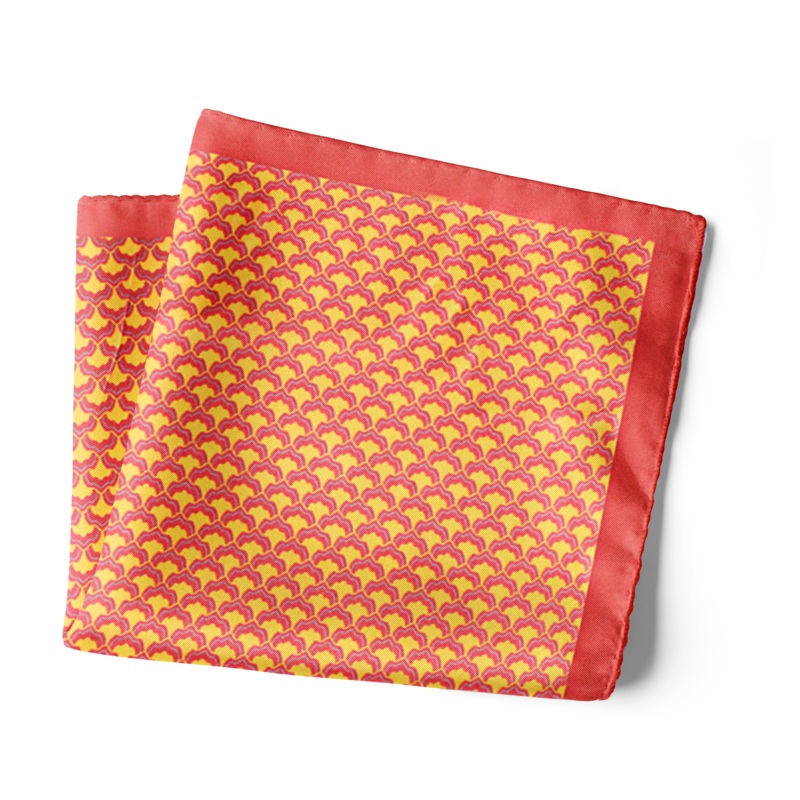 Chokore Red & Orange Silk Pocket Square - Indian At Heart line 13.513.5