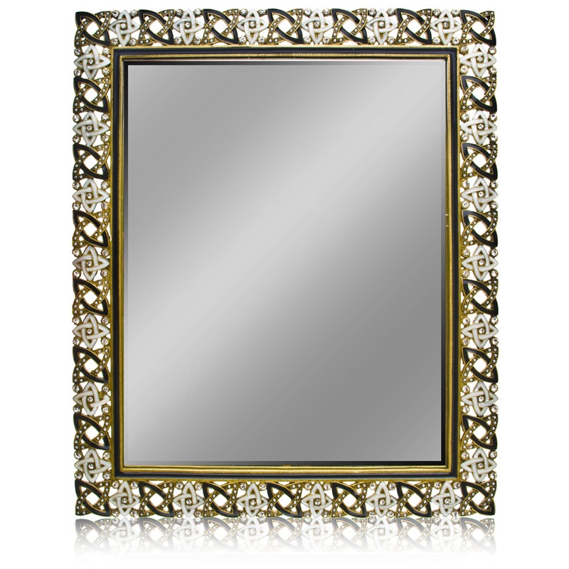 Jeweled Mirror (Black and Gray with Clear Rhinestones) DT-41