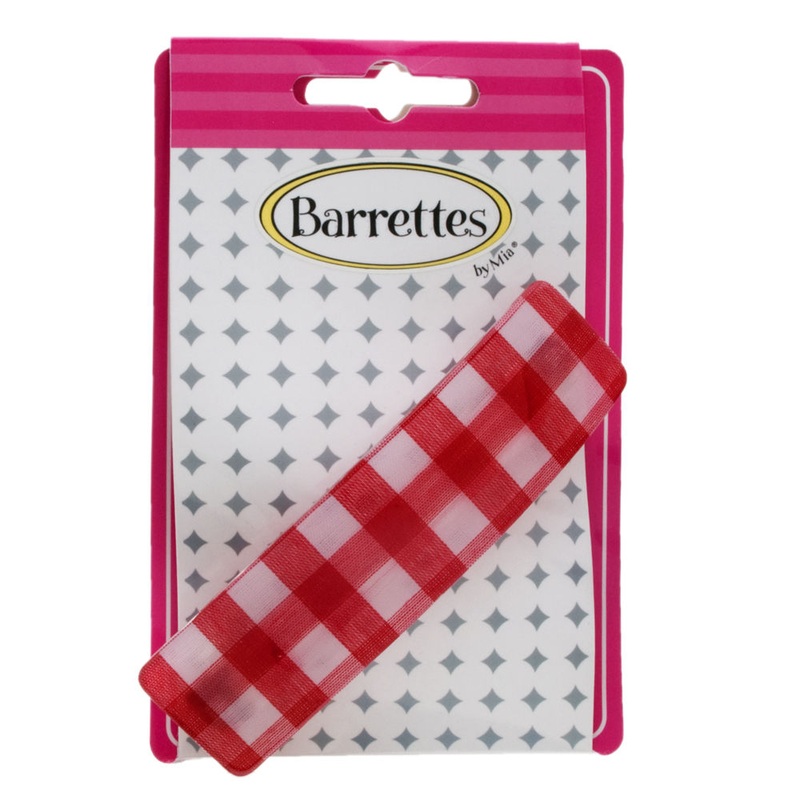 Mia Barrettes Model No. 02005 - Red & White Plaid