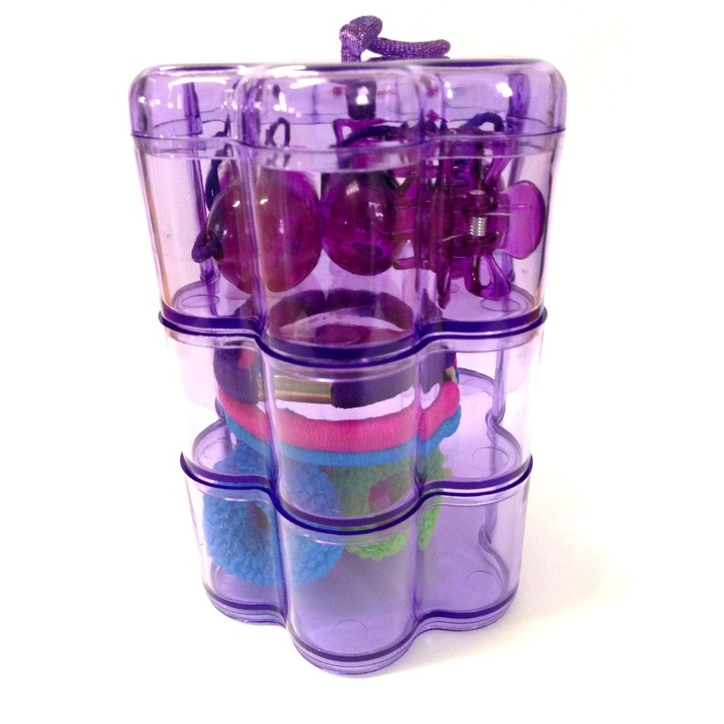 Kid Sparkling Hair Accessory Set Kit - Purple Flower