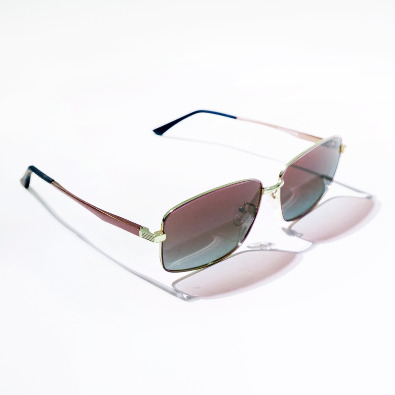 Chokore Rectangular Tinted Sunglasses with UV Protection (Brown & Gold)