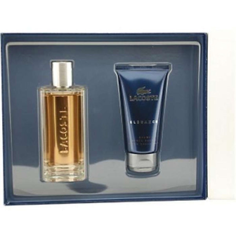 Elegance Gift Set by Lacoste 3 Piece Gift Set: 3.0 Oz Eau De Toilette Spray + 2.5 Oz After Shave Balm + 1.6 Oz Shower Gel. For Men