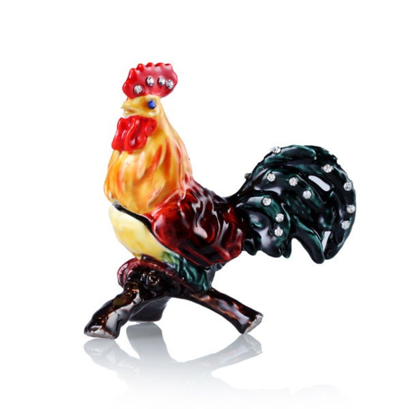Welforth Jeweled Rooster Trinket Box Model No J-486