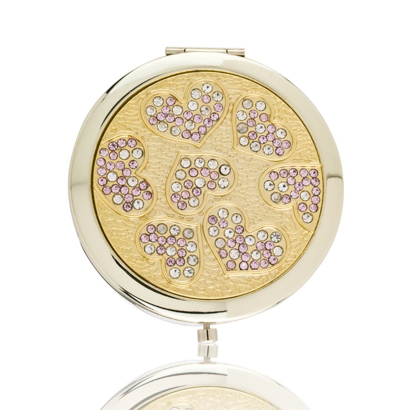 Hearts Gold Mirror Compact Model No. M-119
