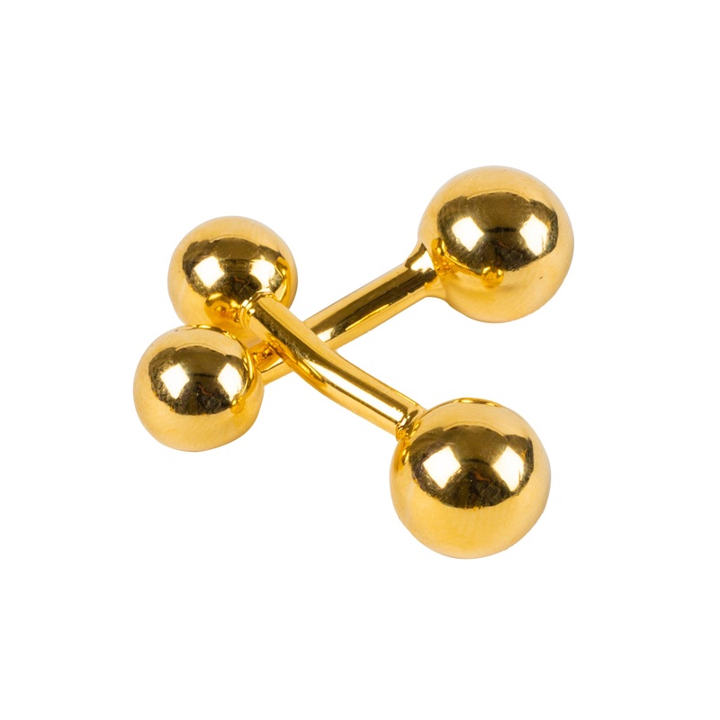 Gold Dumbbell Cufflinks  Modern Sculptural Appeal