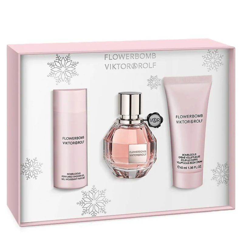 Viktor & Rolf Flowerbomb 3PCS Gift Set - 50ML EDP Spray + 50ML Shower Gel + 40ML Body Cream (Women)