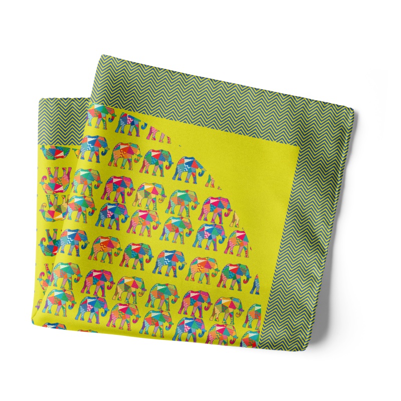 Chokore Lime Satin Silk pocket square from the Wildlife Collection 18 x 18