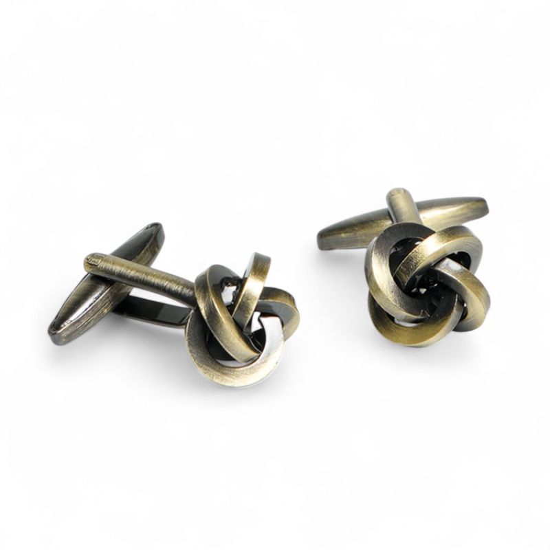 Antique Brass Knot Cufflinks  Vintage Formal Wear