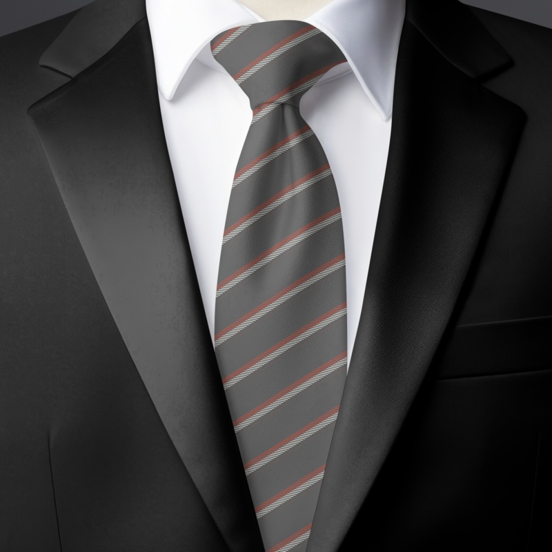 Chokore Gray Striped Silk Necktie - Plaids Range