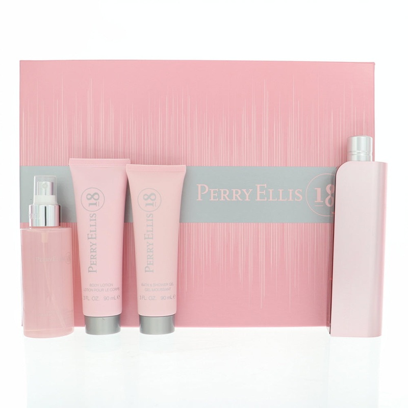 Perry Ellis 18 4 Pc Set EDP Spray 3.4, Bm 4.0, Sg 3.0, Bl 3.0 Oz Perfume by Perry Ellis for Women