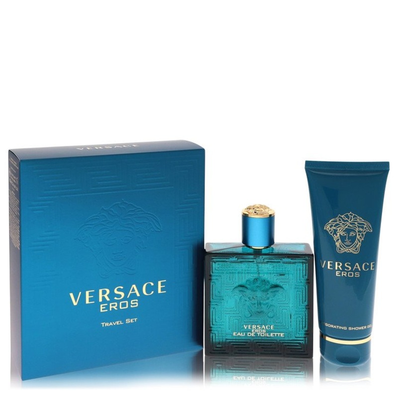 Versace Eros by Versace Gift Set -- 3.4 oz Eau De Toilette Spray + 3.4 oz Shower Gel for Men - Premium Designer Fragrance