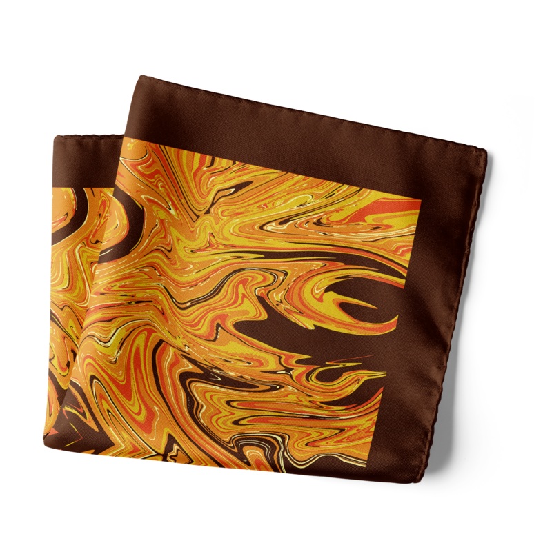 Chokore Choc Brown & Orange Silk Pocket Square from the Marble Design range 13.513.5