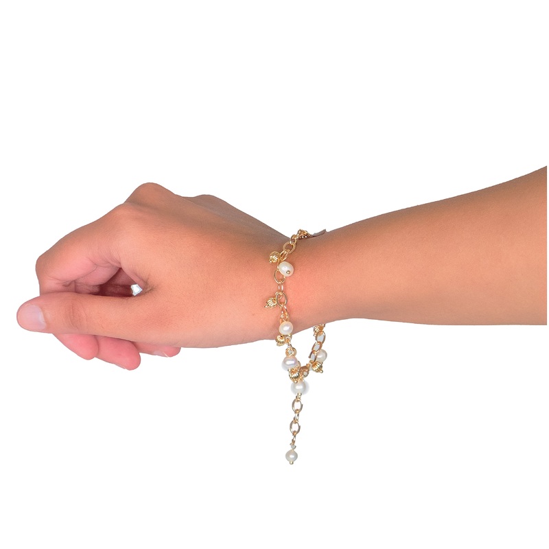 Chokore Link Chain Bracelet with White Freshwater Pearl