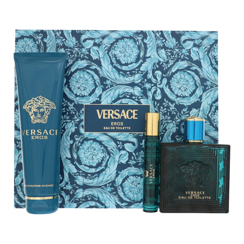 Versace Eros 3 Pc Set EDT Spray 3.4, Spray 0.17, Sg 5.0 Oz Cologne by Versace for Men