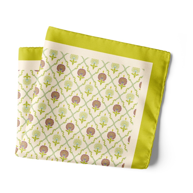 Chokore Off white Satin Silk pocket square from the Indian at Heart Collection 18 x 18