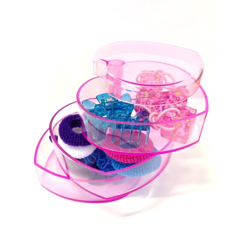 Kid Sparkling Hair Accessory Set Kit - Pink Heart