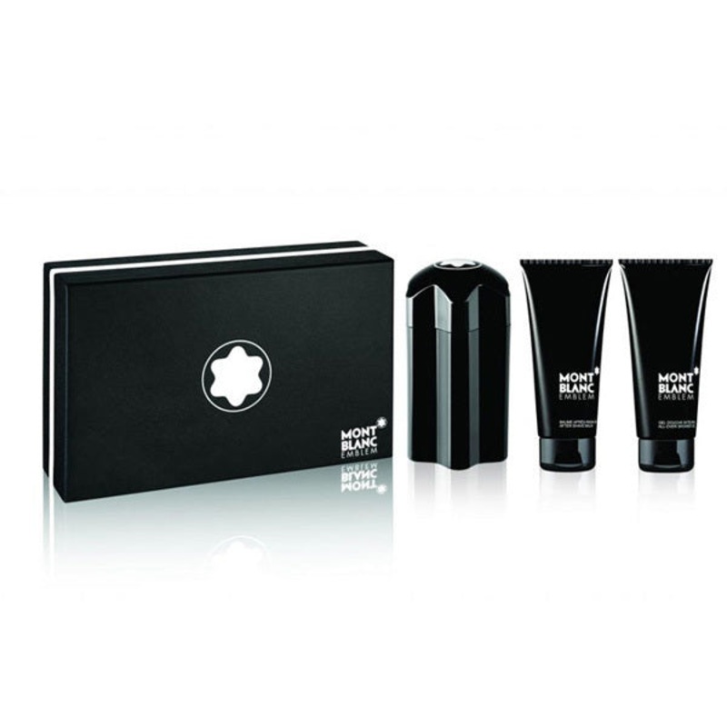 Emblem Gift Set by Mont Blanc 3 Piece Gift Set: 3.3 Oz Eau De Toilette Spray + 3.3 Oz After Shave Balm + 3.3 Oz Shower Gel. For Men
