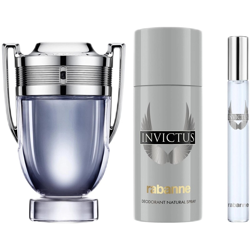 Invictus by Paco Rabanne Gift Set 3 pc (3.4oz EDT Sp & 5.1 oz Deo & 0.34 oz EDT SP) Default Title