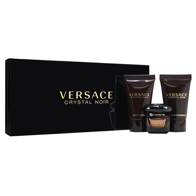 Versace Crystal Noir by Versace for Women - 3 Pc Mini Gift Set 5ml EDT Splash, 0.8oz Bath and Shower 5 ML