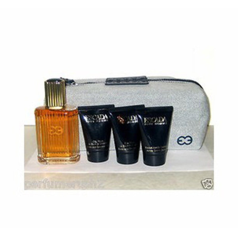 Escada Pour Homme Gift Set by Escada 5 Piece Gift Set: 2.5 Oz Eau De Toilette Spray + 1.0 Oz After Shave + 1.0 Oz Shower Gel + Cosmetic Bag. For Men