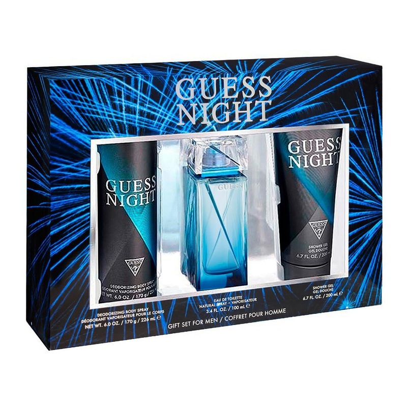 Guess Night EDT Gift Set for Men (3PC) 100mL + 200mL shower gel + 236mL Body Spray
