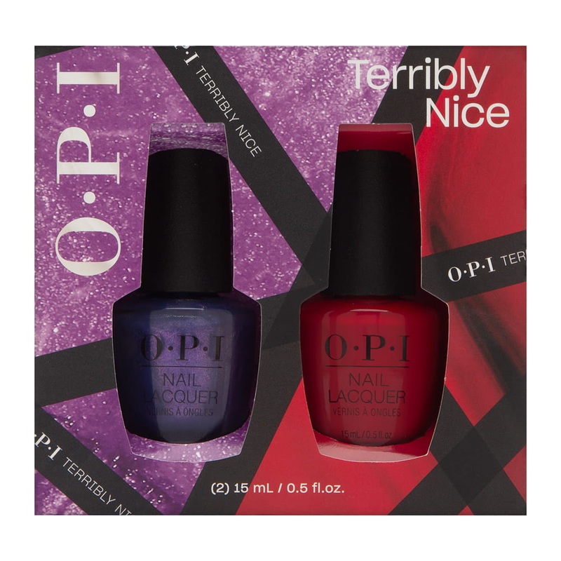 OPI Terribly Nice Nail Lacquer Duo 2 Piece Set Includes: 0.5oz - HRQ11 - Shaking My Sugar Plums  + 0.5oz  - HRQ05 - Rebel With A Clause