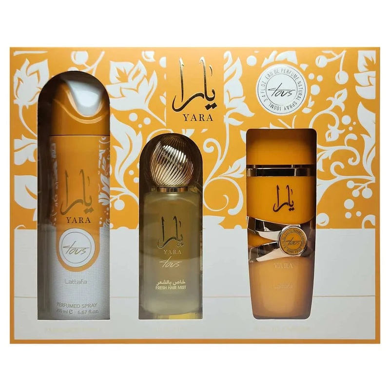 Lattafa Yara Tous 3.4 OZ Eau De Parfum | 1.7 OZ Hair Spray | 6.67 OZ Deo Spray