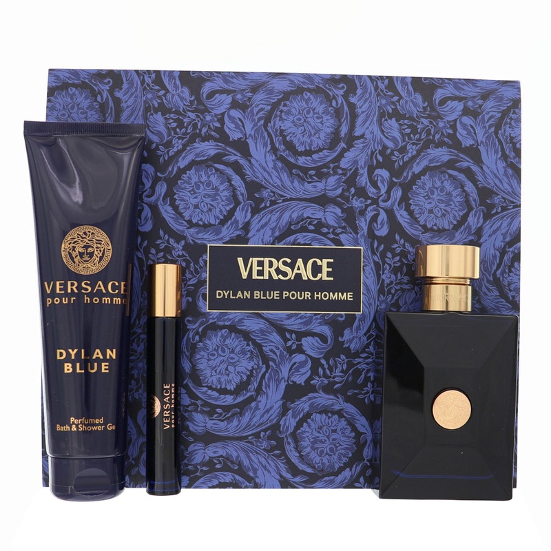 Versace Dylan Blue 3 Pc Set EDT Spray 3.4, Sg 5.0, Spray 0.17 Oz Cologne by Versace for Men