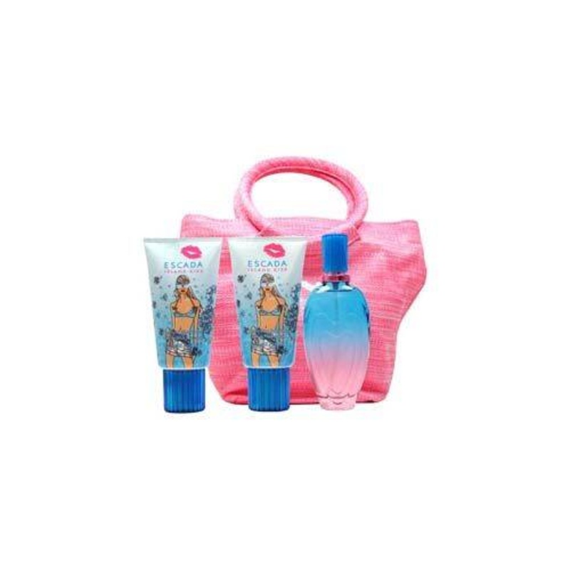 Escada Island Kiss by Escada for Women 4 Piece Set Includes: 3.4 oz Eau de Toilette Spray + 5.1 oz Moisturizing Body Lotion + 5.1 oz Bath & Shower Gel