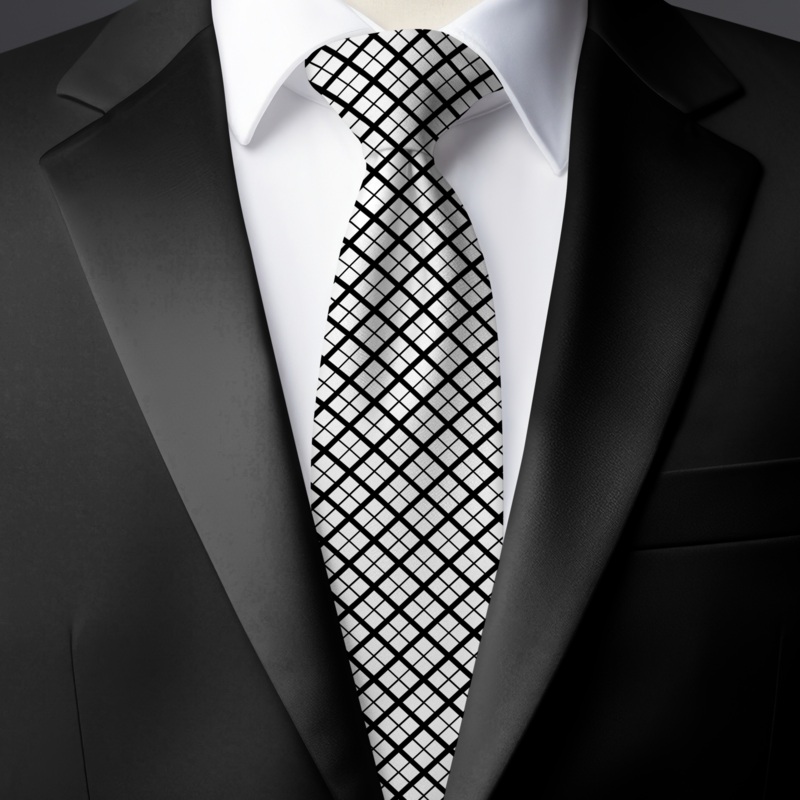 Chokore Black & White Silk Tie - Plaids line