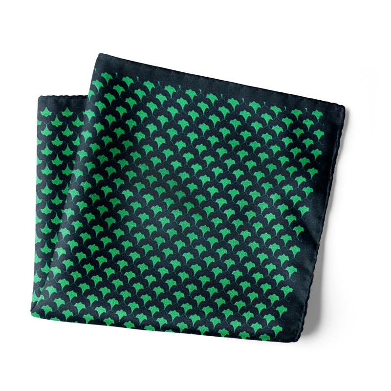 Chokore Light Sea Green & Navy Blue Silk Pocket Square - Indian At Heart line 13.513.5