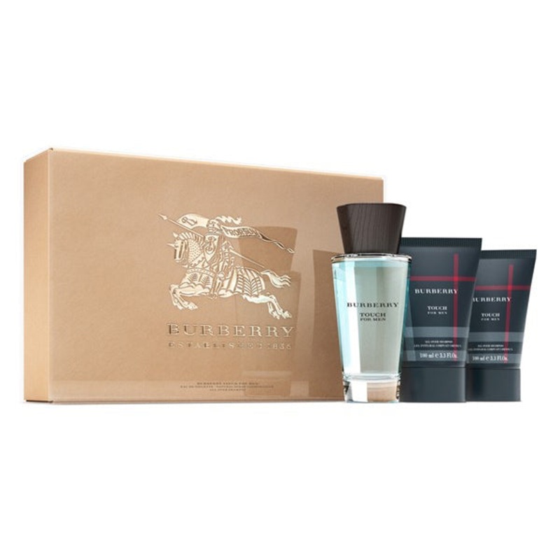 Burberry Touch Gift Set by Burberry 3 Piece Gift Set: 3.4 Oz Eau De Toilette Spray + 2 X 3.4 Oz All Over Shampoo. For Men