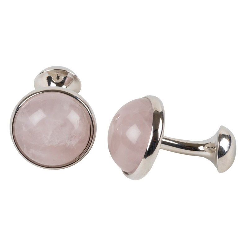 Rose Quartz Round Cufflinks  Soft Touch of Elegance