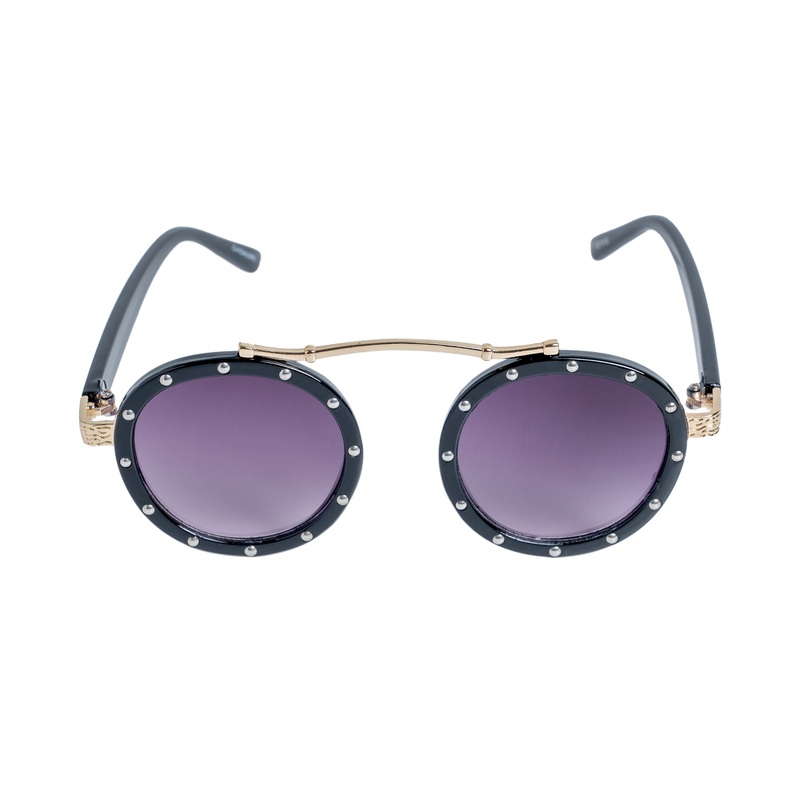 Chokore Rivet  Rounder Sunglasses BLACK