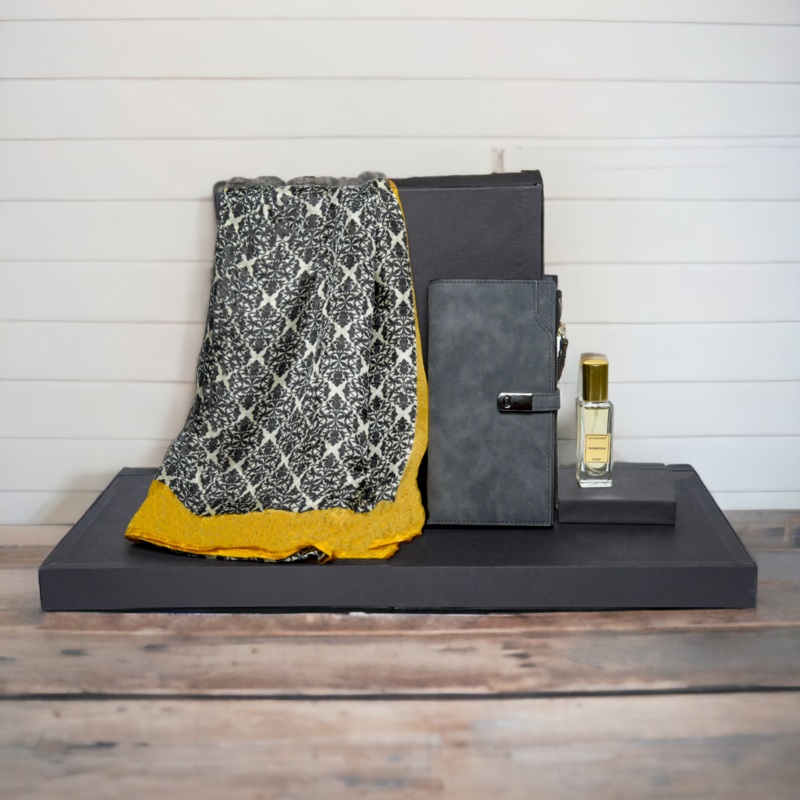 Chokore Special 3-in-1 Gift Set for Her (Silk Stole, Wallet, & Perfume, 20 ml)