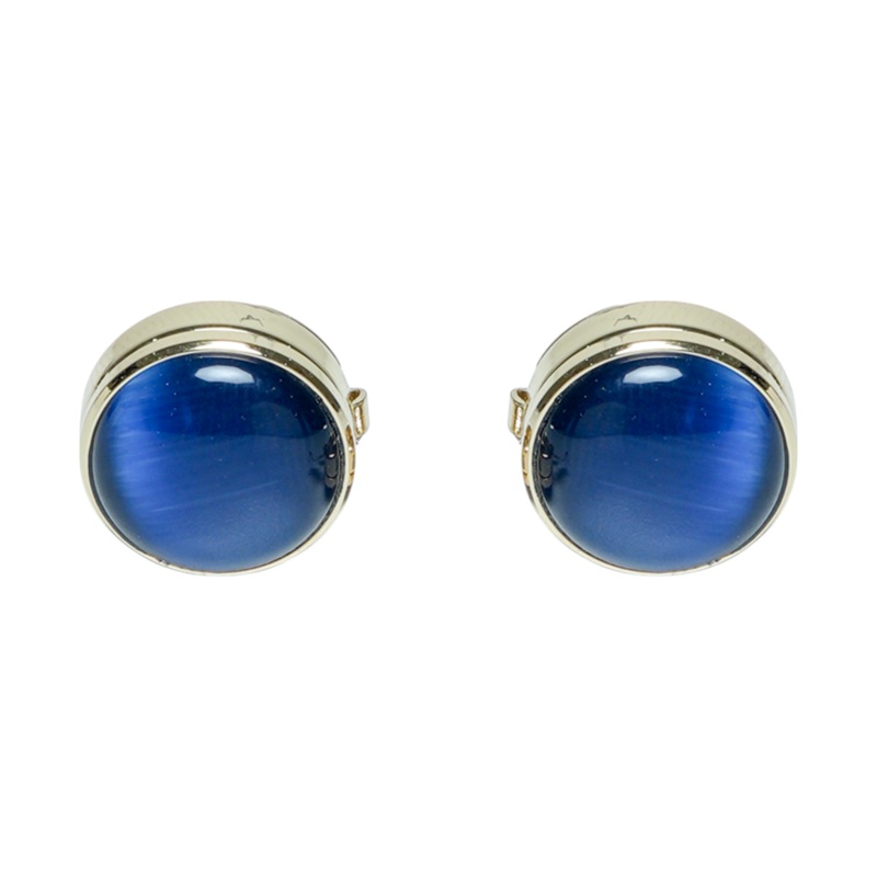 Blue Stone & Gold Brass Cuff Buttons  Easy-Fit Luxurious Wear