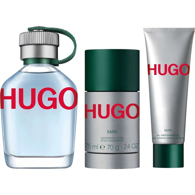 Hugo Boss Man (Green) 3PCS Gift Set - 125ML EDT Spray + 70G Deodorant + 50ML Shower Gel (Men)