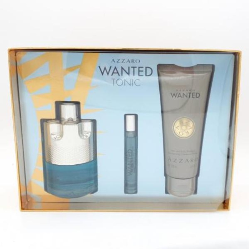 Azzaro Wanted Tonic 3 Piece Gift Set for Men 3.4 Eau De Toilette Spray and 0.2 Eau De Toilette Spray and 3.4 Hair and Body Shampoo (Hard Box)