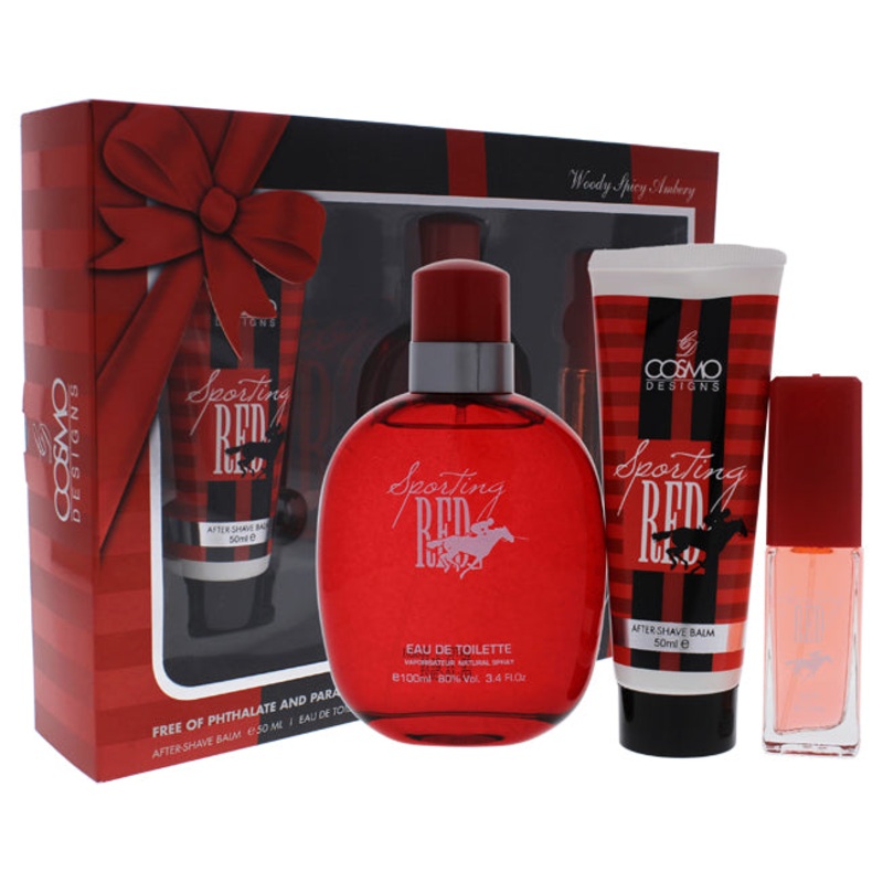 Sporting Red by Cosmo Designs for Men - 3 Pc Gift Set 3.4 oz.